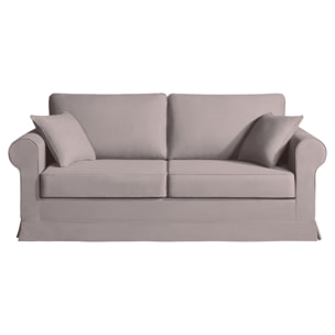 Canapé 3 pl COLME 190 cm fixe tissu Tradition Taupe - 100% déhoussable - Fabriqué en France