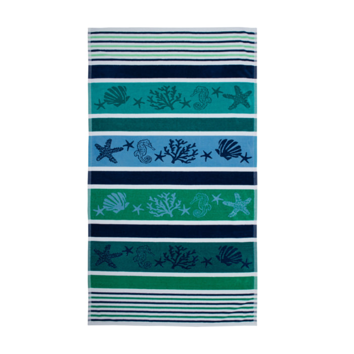 Telo Mare Spugna Jacquard Spiaggia Disegno Atlantic