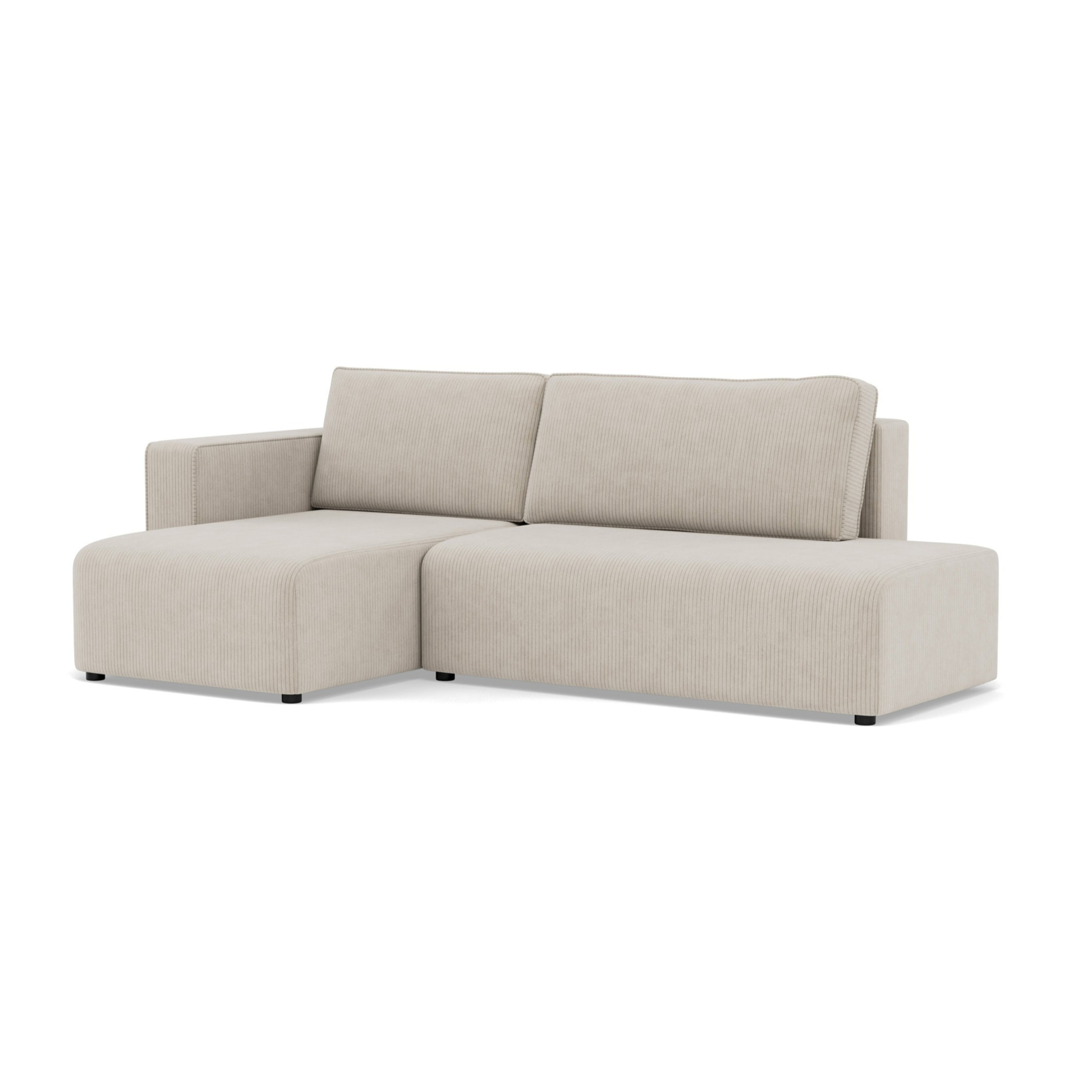 Topaze - canapé d'angle gauche 4 places convertible avec coffre sans accoudoir en velours côtelé - Beige