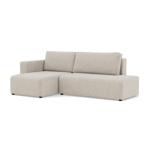 Topaze - canapé d'angle gauche 4 places convertible avec coffre sans accoudoir en velours côtelé - Beige