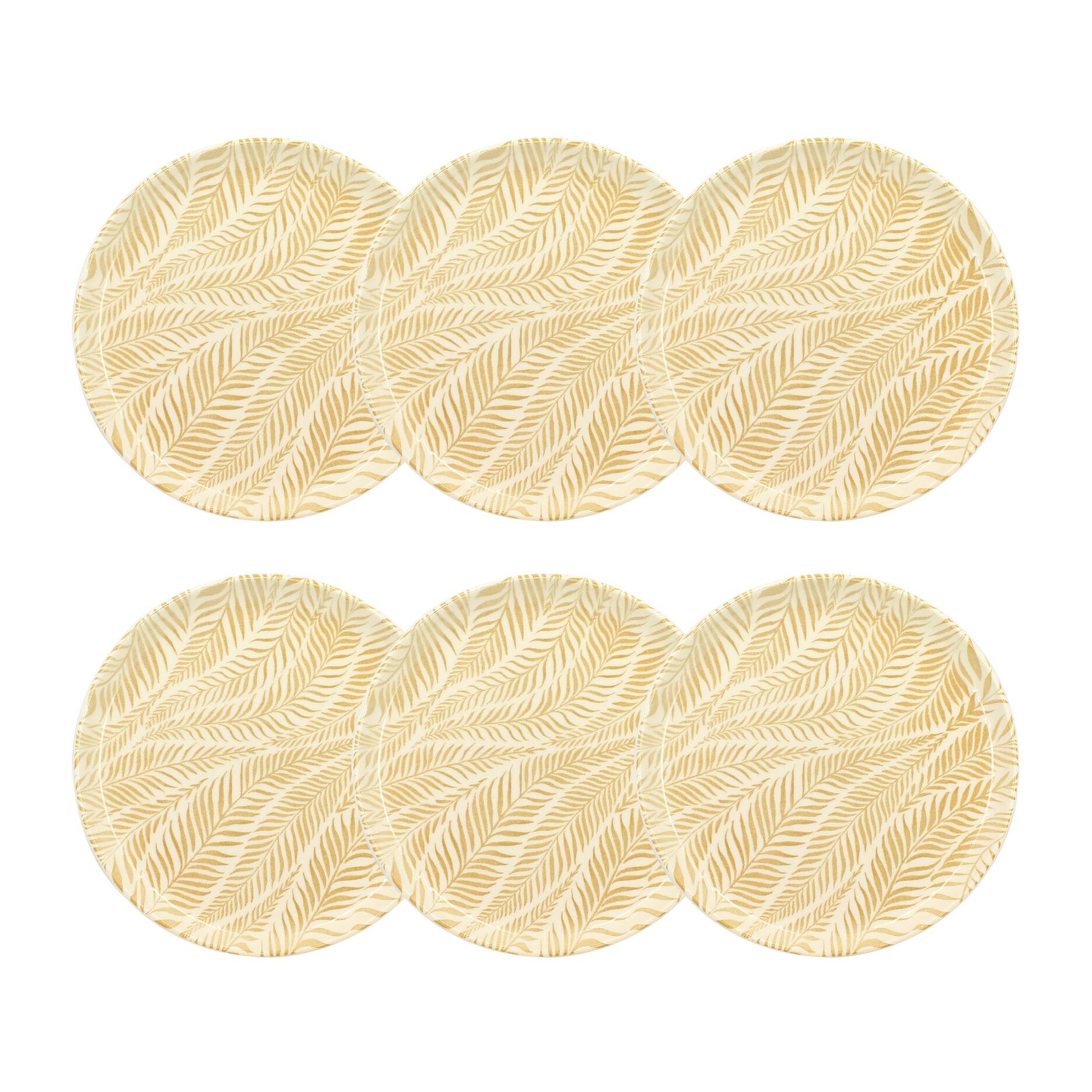 Lot de 6 assiettes à dessert 20cm en grès à motif jaune SAVANE