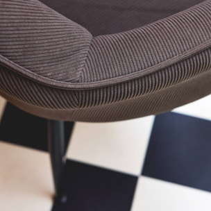 Fauteuil velours côtelé et pieds métal (lot de 2) SHELLA