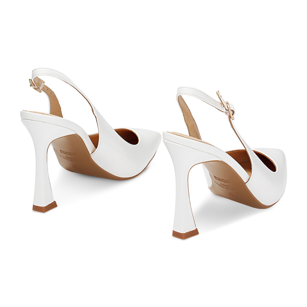 Décolleté slingback abrasivate bianche, tacco 9,5 cm