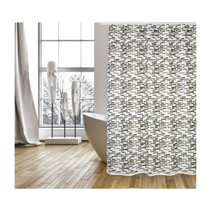 Rideau de douche Polyester LOFT 180x200cm QUALITE PREMIUM Chocolat - Anneaux inclus MSV