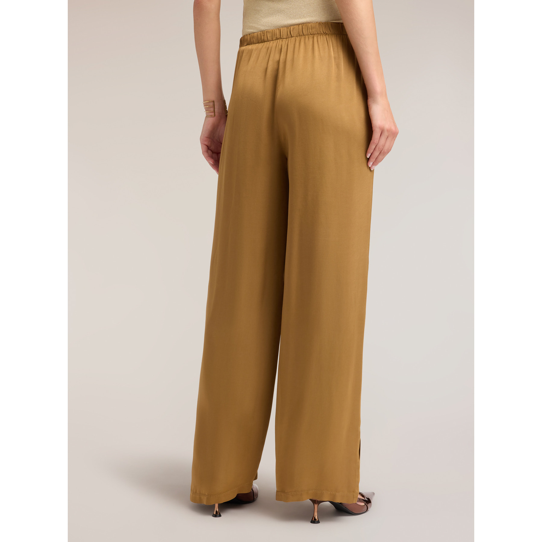 Motivi - Pantaloni palazzo in raso di viscosa - Beige