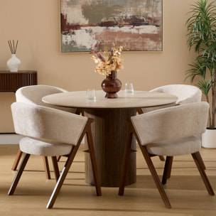 Table à manger Auren ronde D.120cm 4 places beige