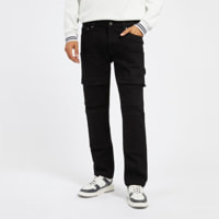 Jeans - inspiration cargo - coton - noir