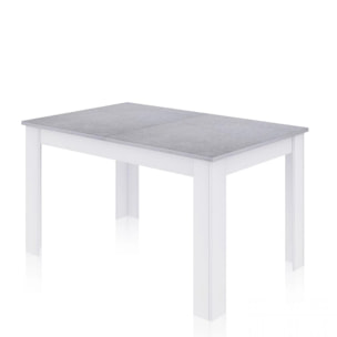 Mesa de comedor extensible Danna 140 Blanco Artik (Blanco Mate) - Gris Cemento