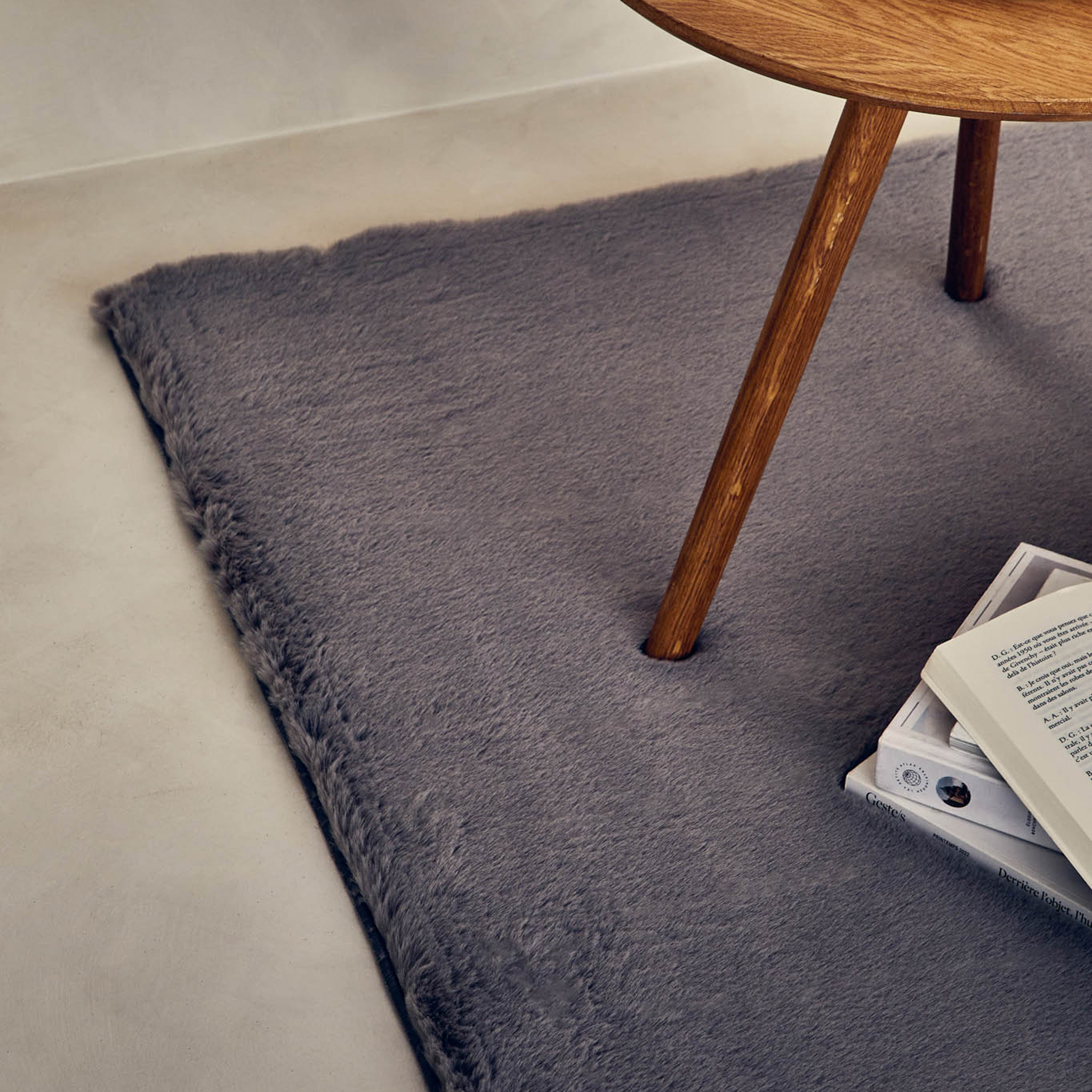AVA - Tapis doux à poils longs lavable en machine - Anthracite