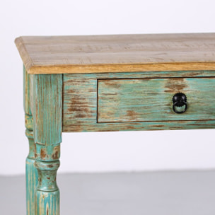 Consolle in mango con finitira azzurra 110x35x72 cm