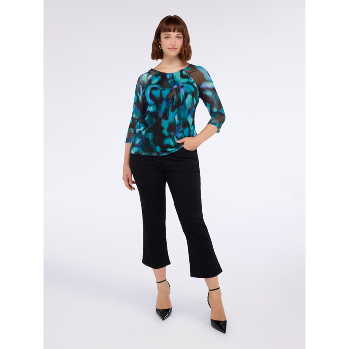 Fiorella Rubino - T-shirt con stampa sfumata - Ottanio