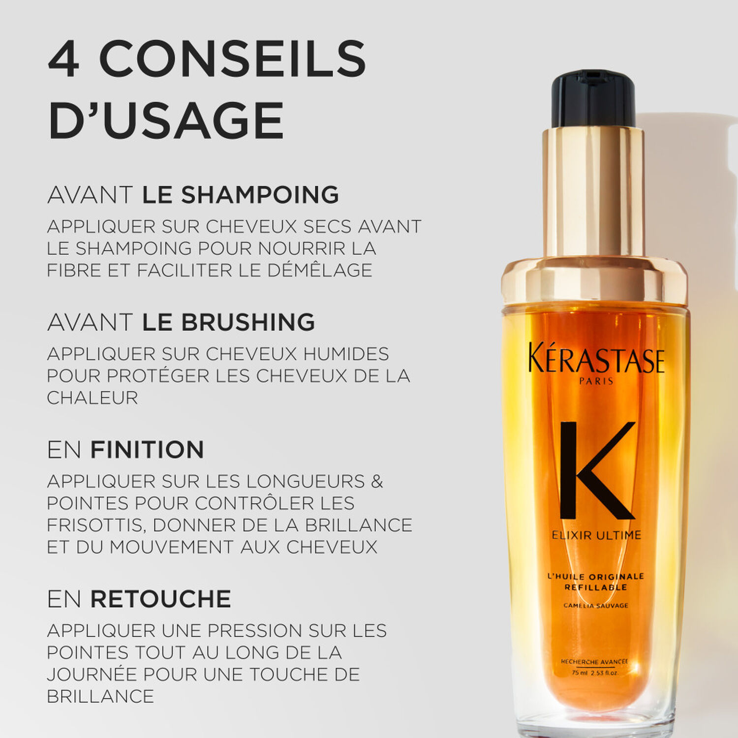 Elixir Ultime - L'Huile Originale sublimatrice rechargeable pour tous types de cheveux