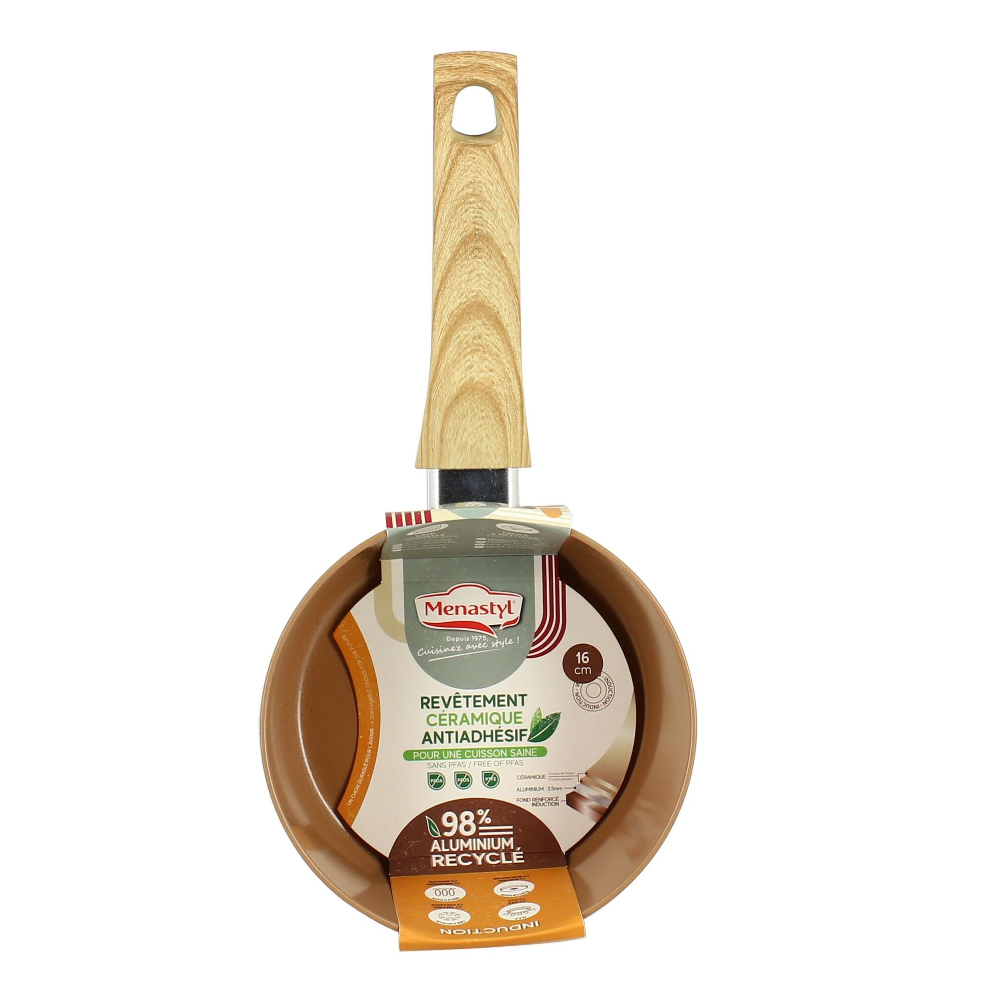 Casserole 16cm avec revêtement céramique noisette - tous feux COLORAMA