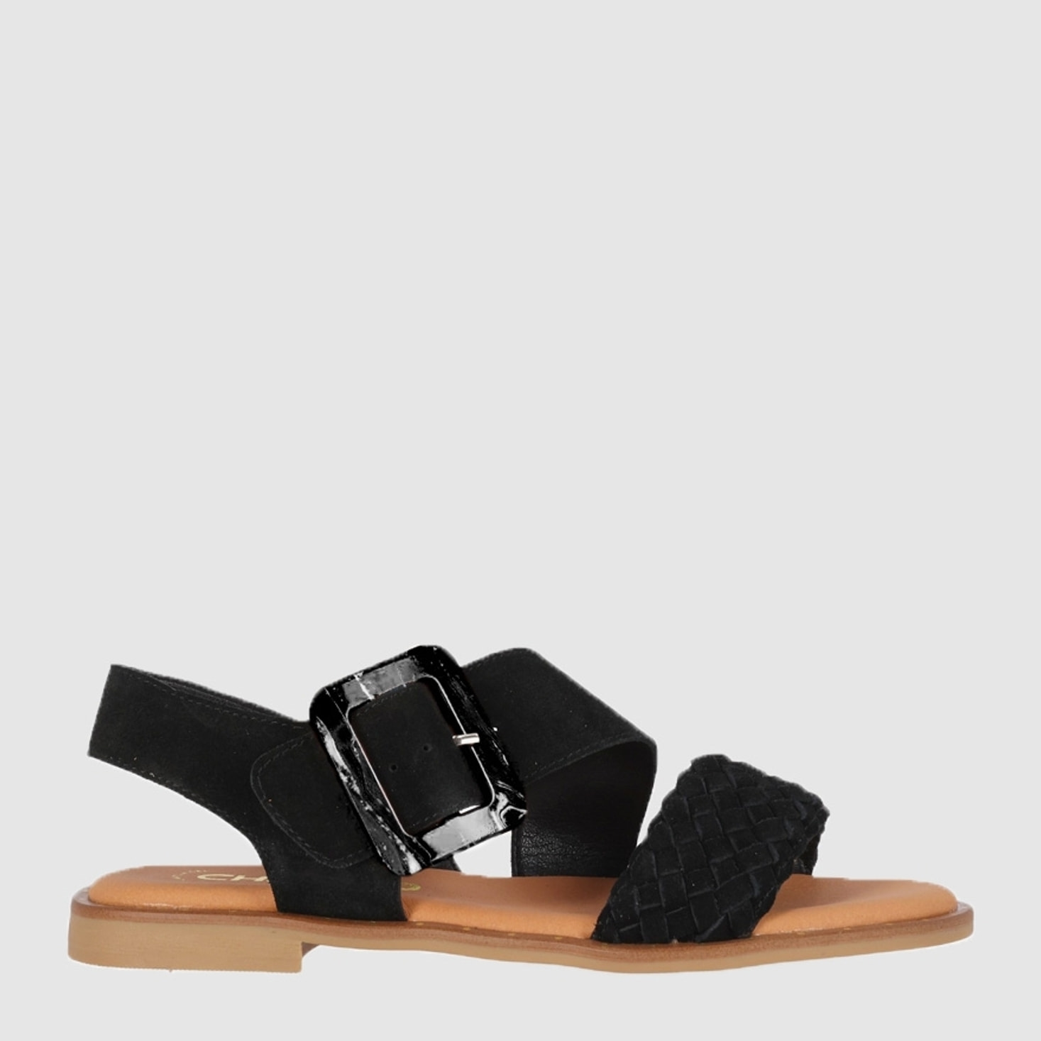 Sandalias de Serraje - Negro - Tacón: Bajo