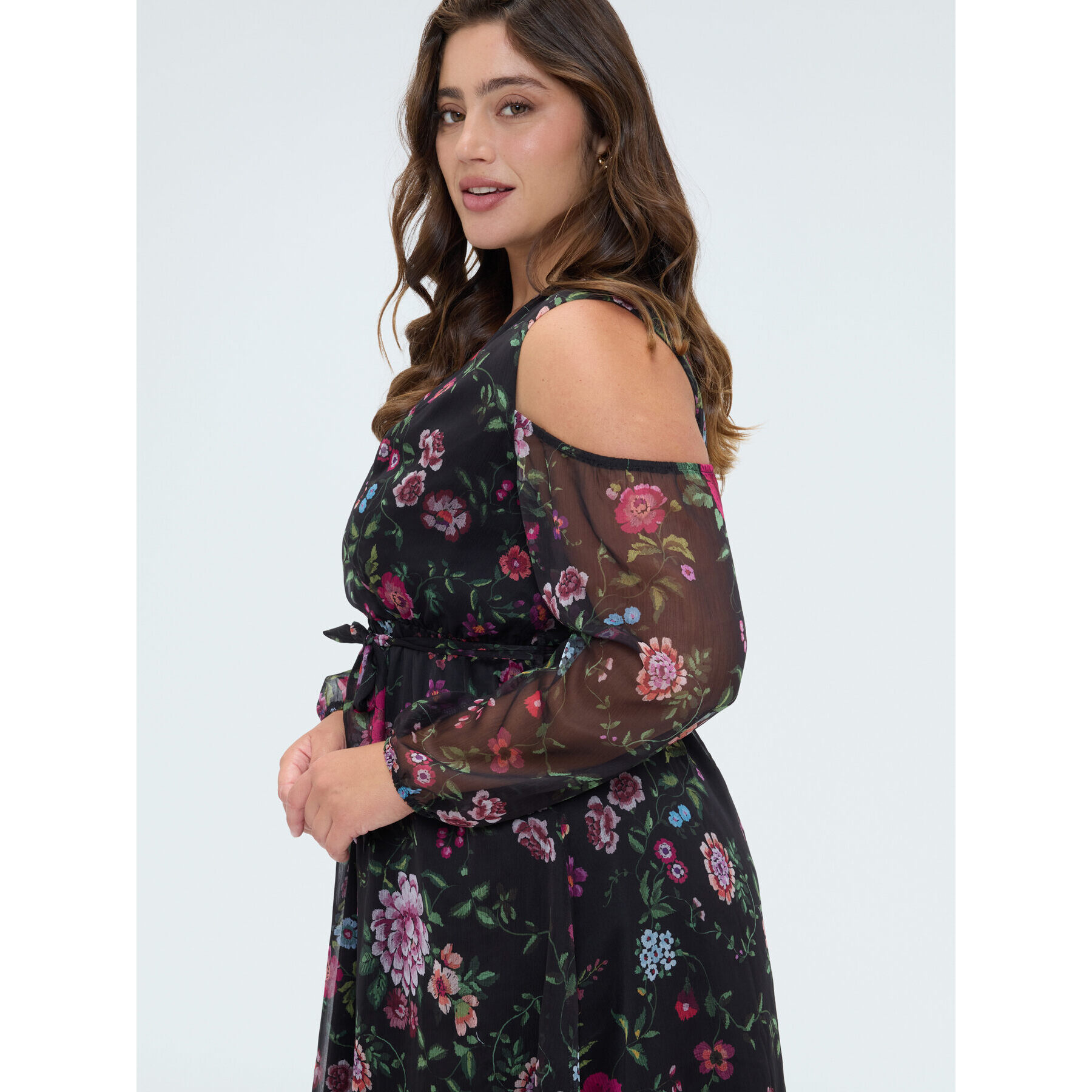 Fiorella Rubino - Vestido Dream estampado flores y cut-out - Negro