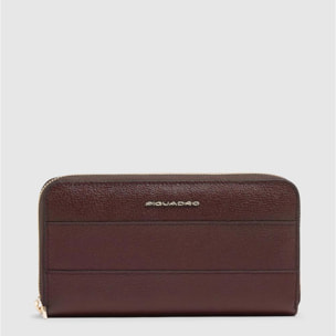 Piquadro Portafogli grande con zip, 4 soffietti, porta monete, porta carte di credito, protezione RFID