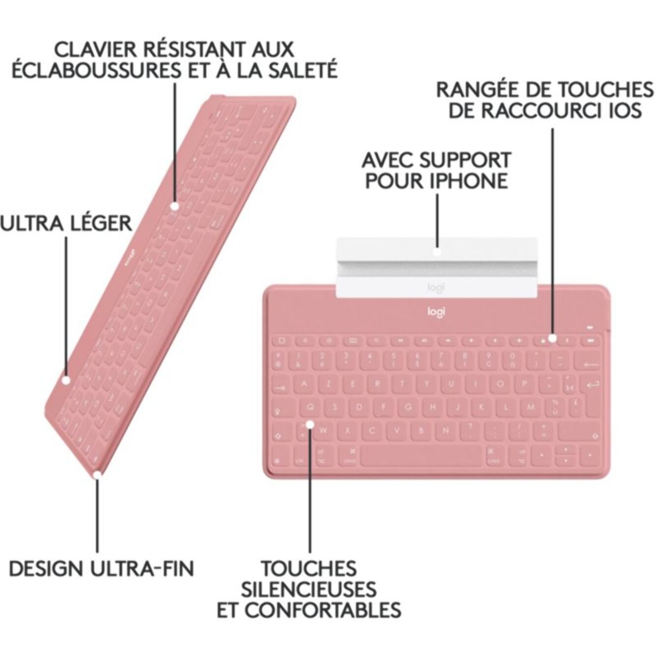 Clavier sans fil LOGITECH Keys-To-Go - Rose