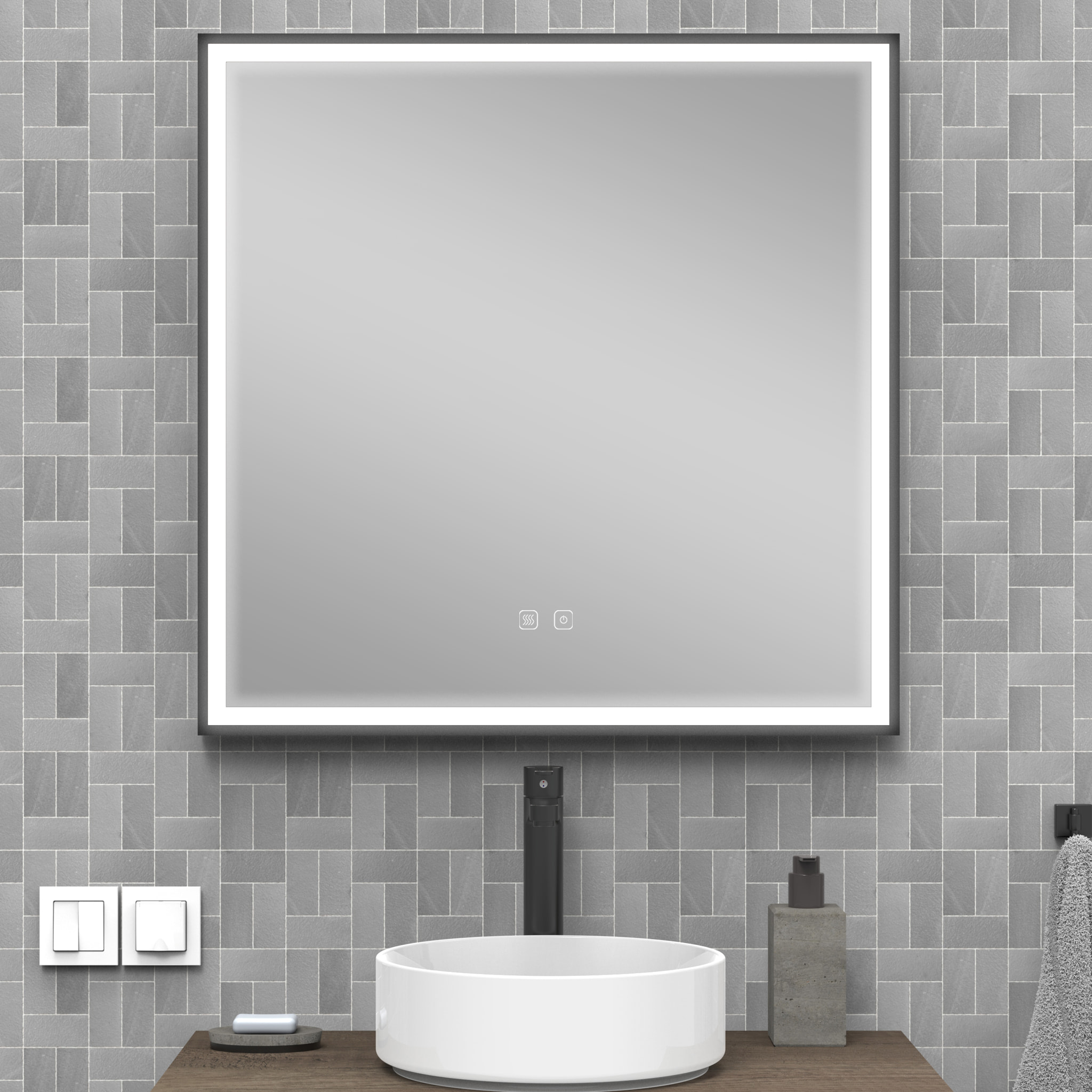 Miroir de salle de bain LED tactile Alday, 80 cm