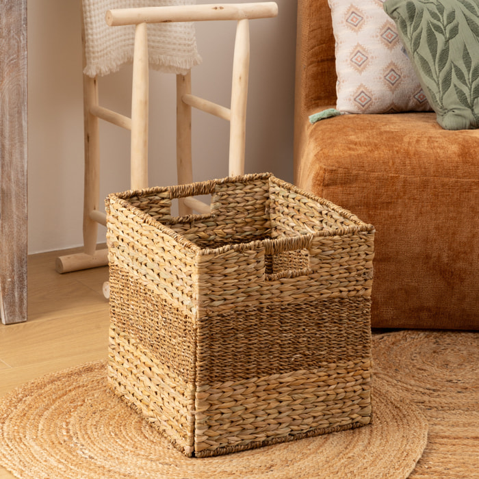 Panier "Ninon" roseau beige 38x38cm