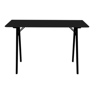 Scrivania Vojens nera con gambe in legno naturale, 120×60×75 cm