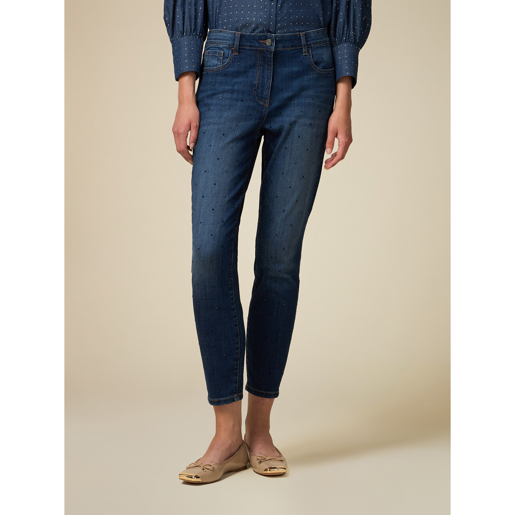 Oltre - Jeans skinny con cristalli - Blu