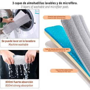 Set de mopa plana de microfibra y cubeta escurridora joybos