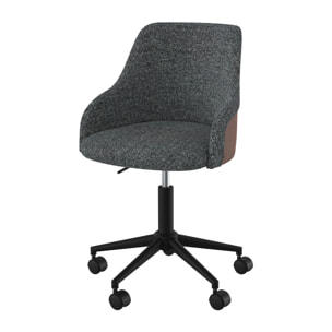 Chaise de bureau pivotante et réglable en tissu gris - Ninon