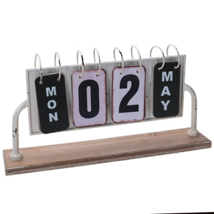 Calendario in metallo bianco rettangolare cm37x20h8