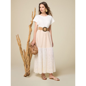Oltre - Vestido con volante de encaje - Blanco