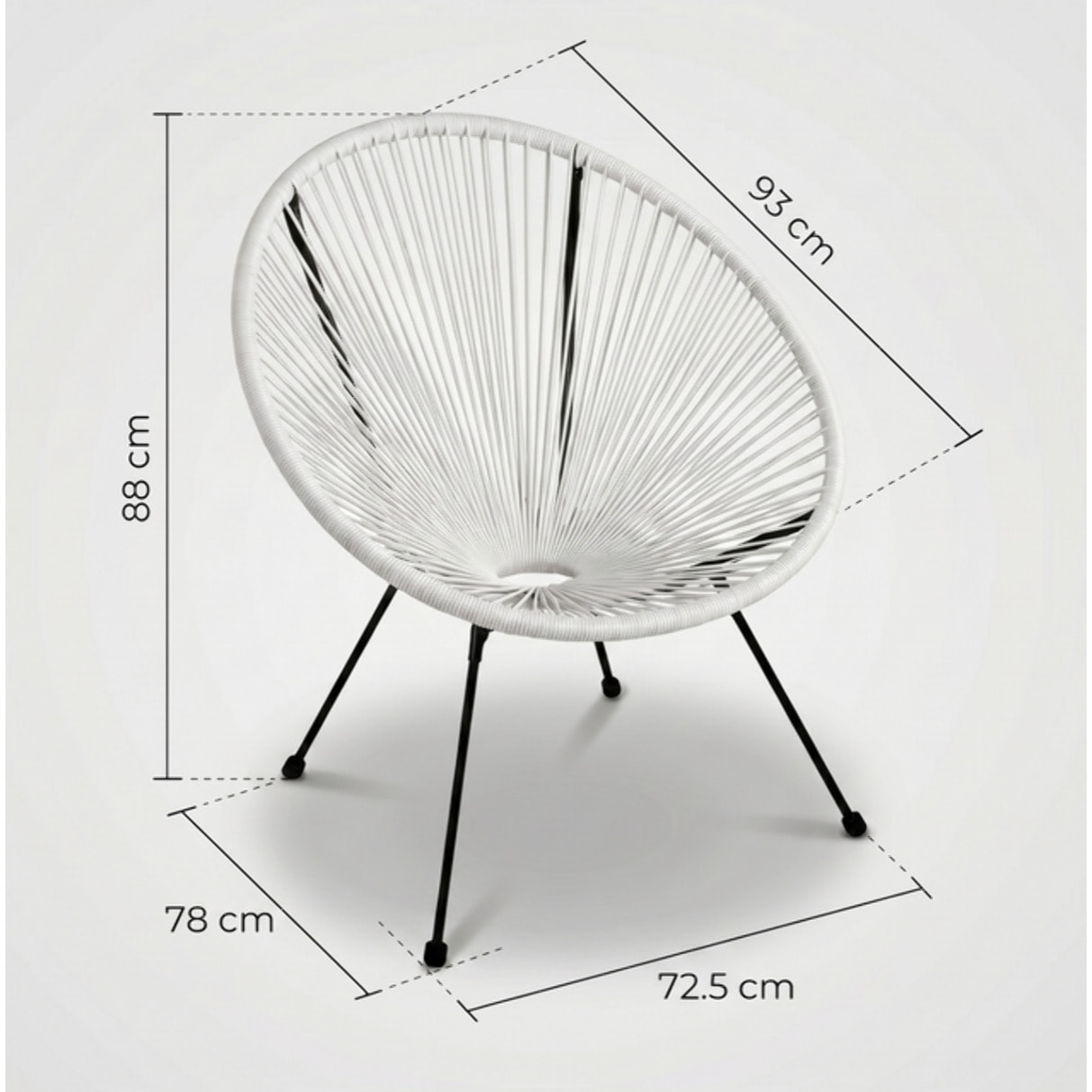 Sedia da giardino in acciaio e vimini sintetico multistring, poltrona outdoor design moderno, resistente a UV e acqua, antiruggine e facile da montare, seduta ergonomica e traspirante, ideale per balcone terrazzo e giardino