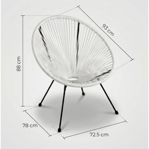 Sedia da giardino in acciaio e vimini sintetico multistring, poltrona outdoor design moderno, resistente a UV e acqua, antiruggine e facile da montare, seduta ergonomica e traspirante, ideale per balcone terrazzo e giardino