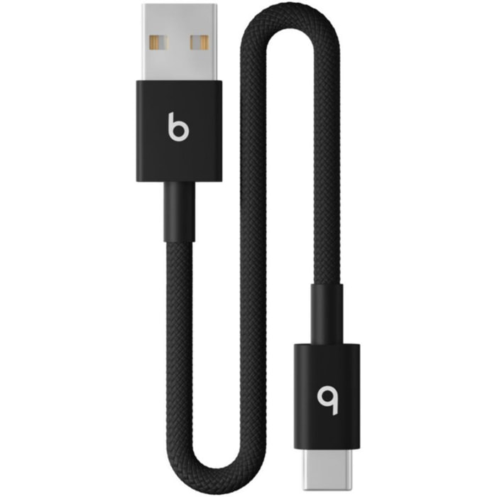 Câble de charge BEATS tissé court USB-A vers USB-C  20 cm Noir