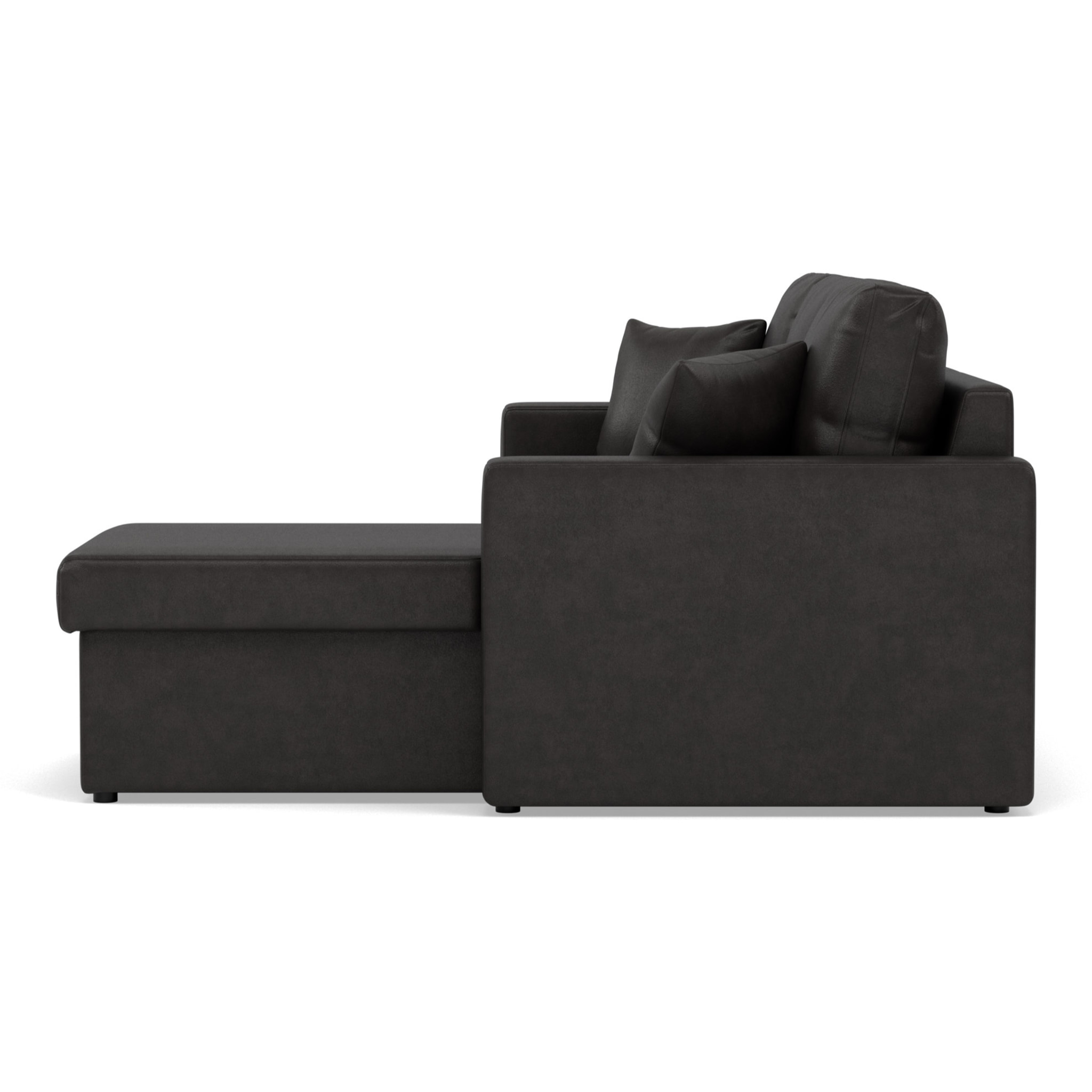 Cyrus - Canapé d'angle réversible 4 places - convertible avec coffre - en simili - Noir