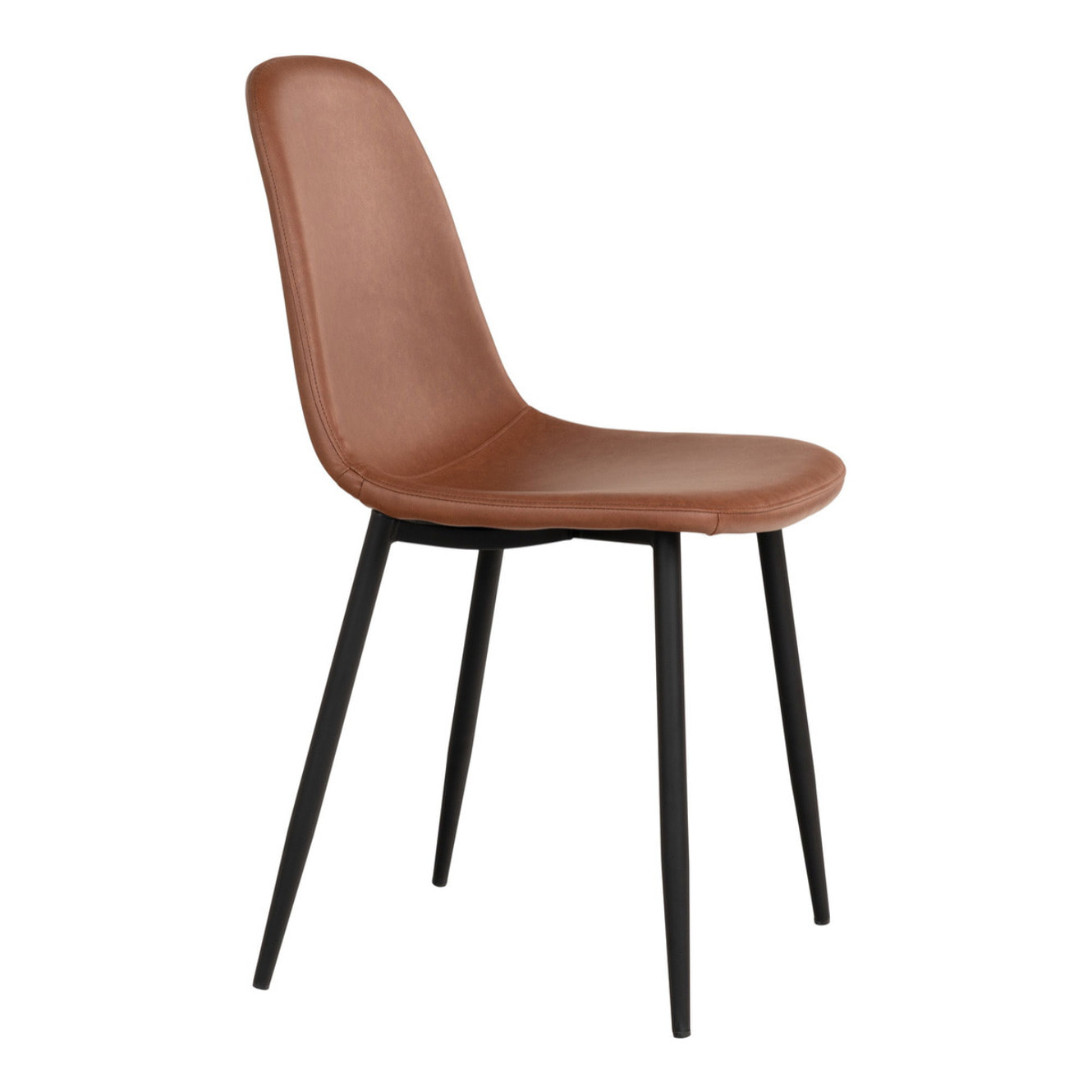 Set 2 sedie da pranzo Stockholm in ecopelle marrone vintage con gambe nere
