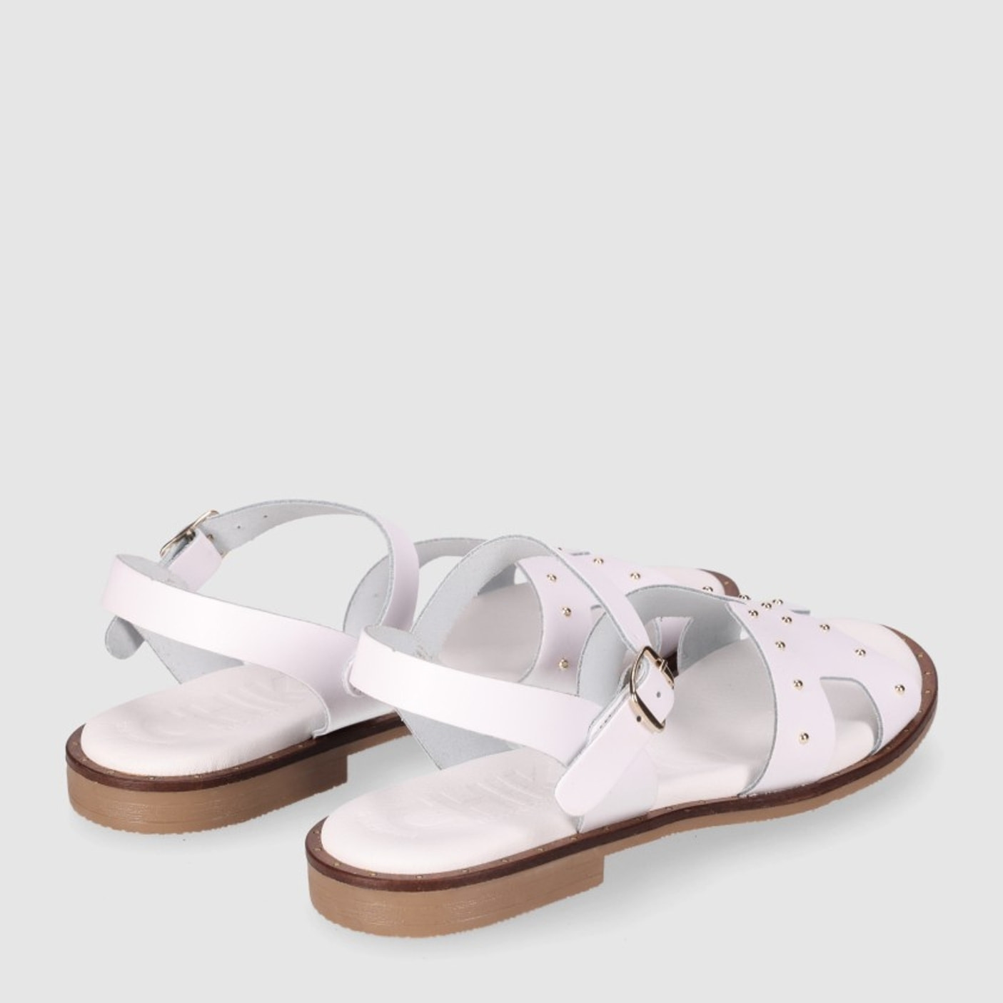 Sandalias de Piel - Blanco - Tacón: Bajo