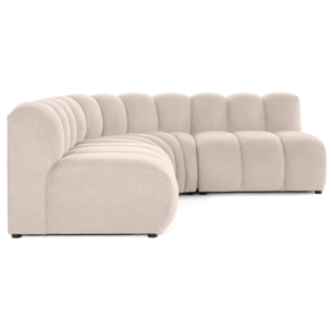 Debbie - canapé modulable d'angle réversible 4 places en tissu texturé - Beige