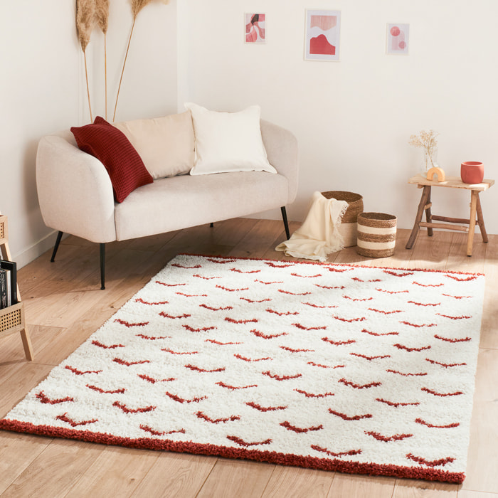 Terra - tapis shaggy de salon en laine artificielle terracotta