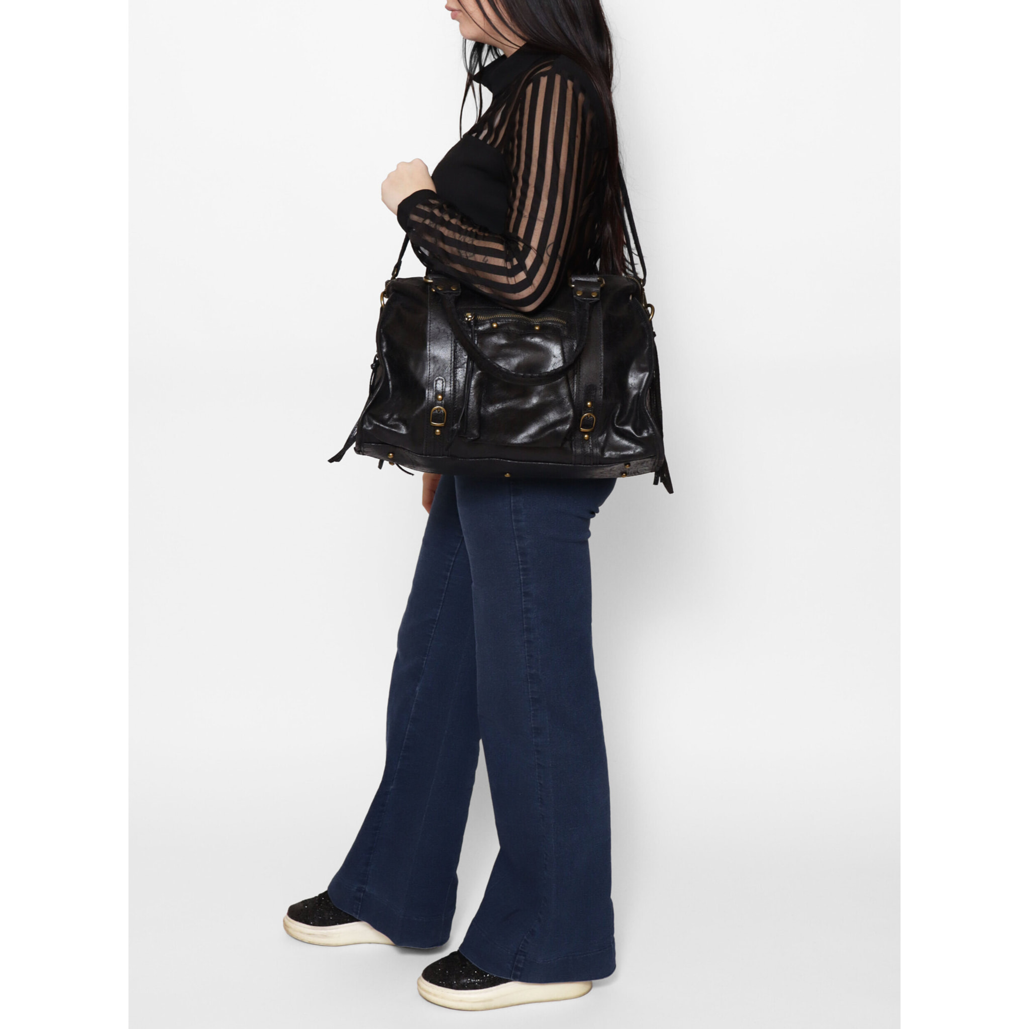 Borsa a spalla da donna - Modello Elara - Vera pelle - 41.0 x 28.0 x 13.0 cm