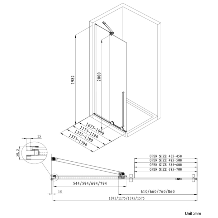 Walk-In Xmotion paroi latérale pour porte de douche 87,5 cm, verre transparent, chrome (SATWIXMSTENA90CR)