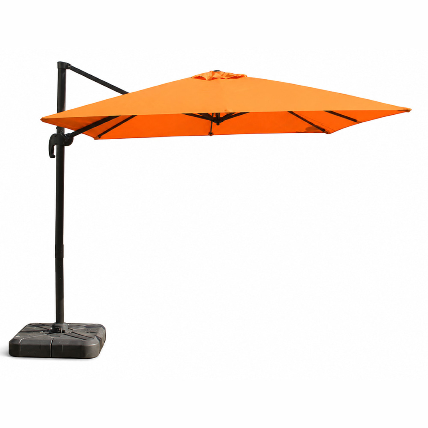 Parasol carré 3x3 déporté rotatif orange en aluminium RAFAELA