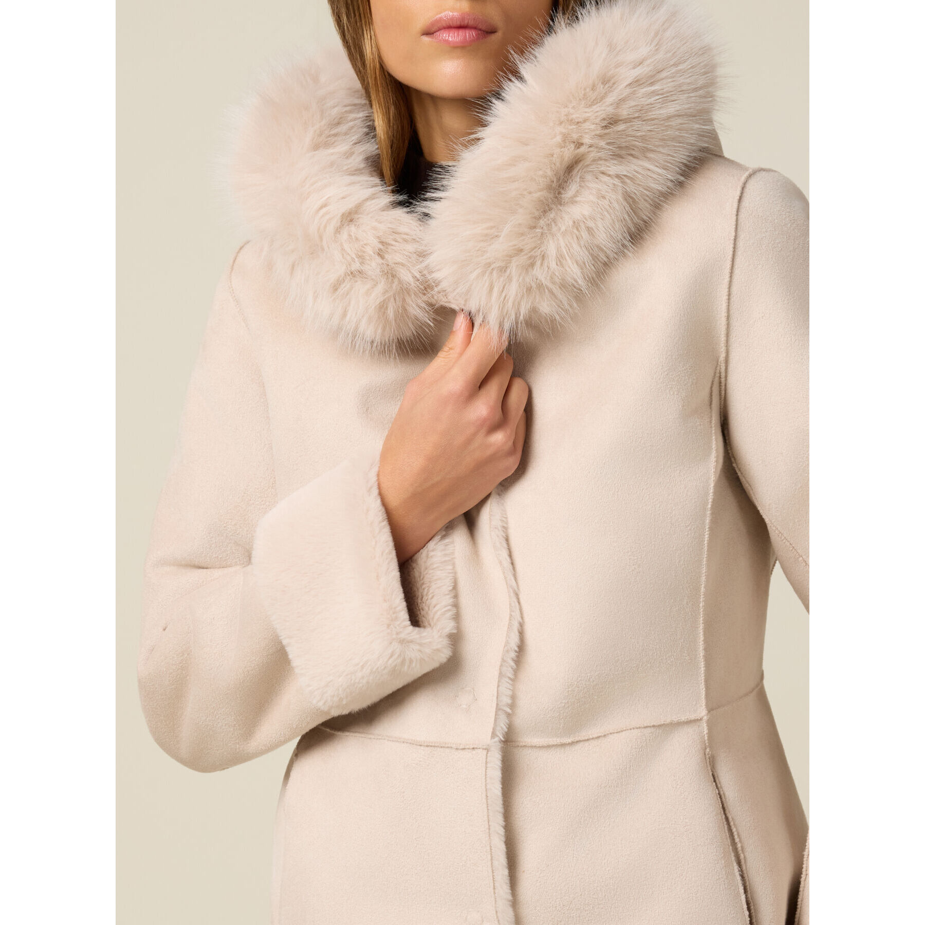 Oltre - Abrigo en tejido suave - Beige