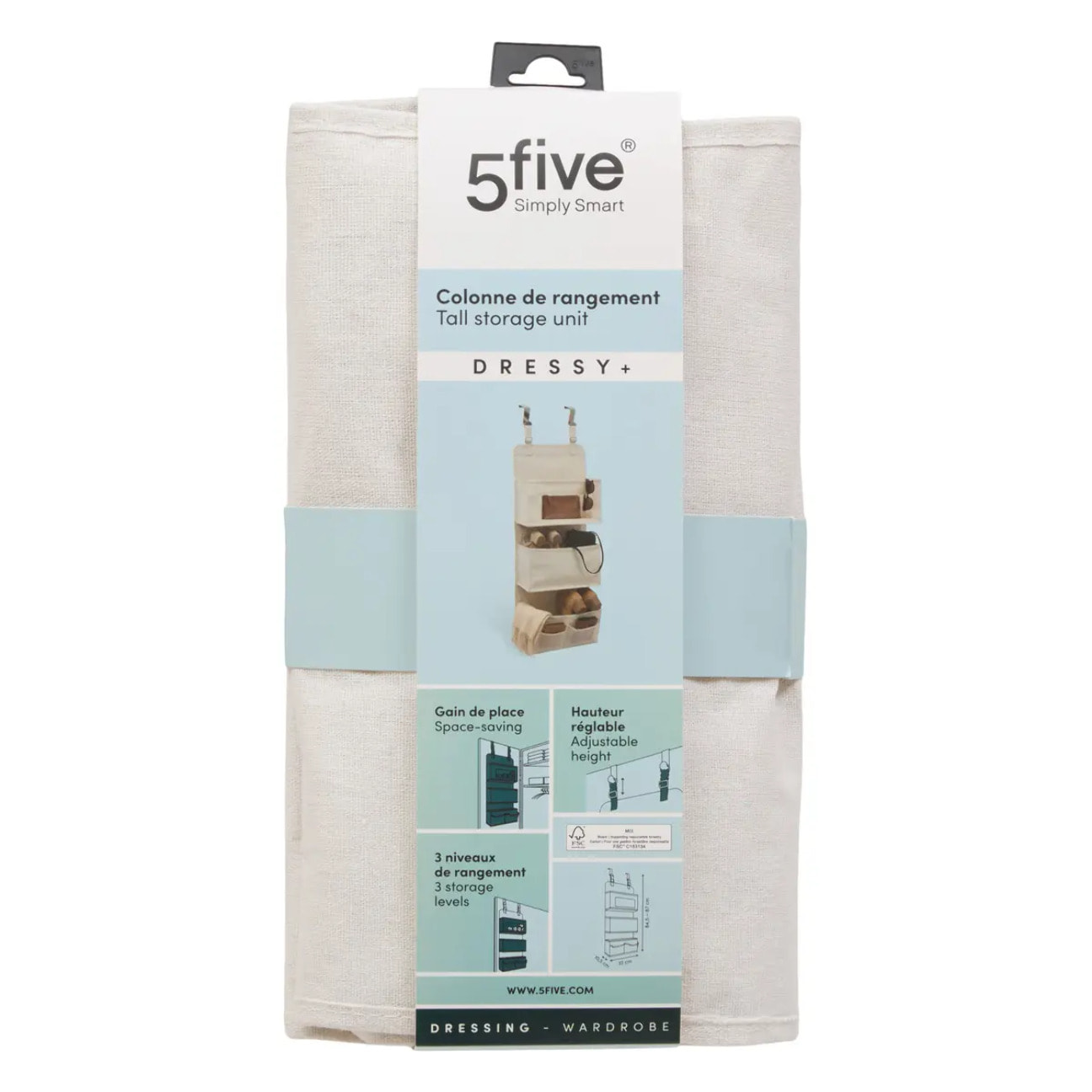 Rangement porte en tissu Dressy Plus beige