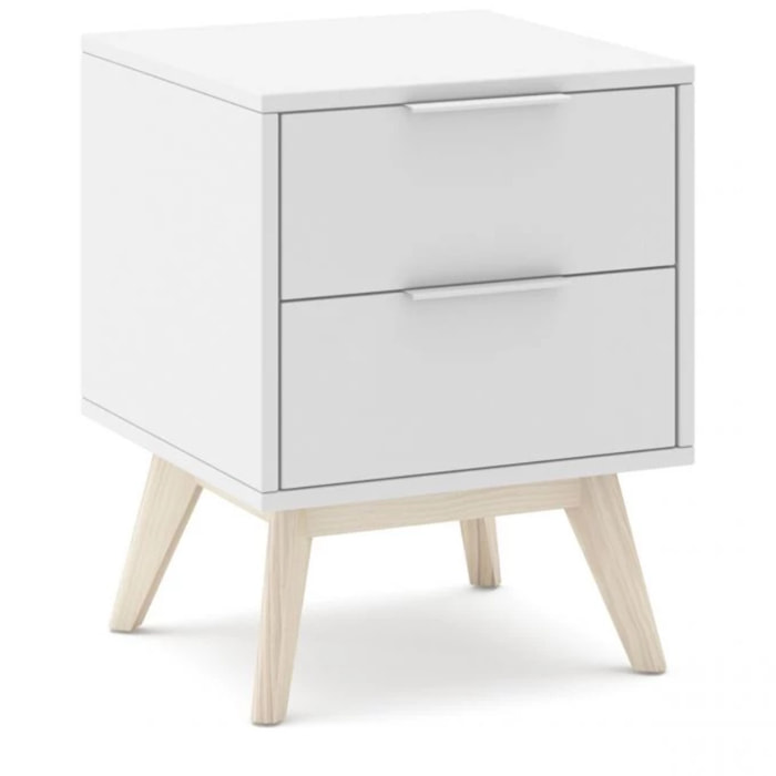 Mesita de noche Numa 2 cajones Blanco - Oak Soft