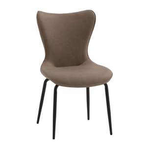 Set di 4 sedie BONDI BEACH in similpelle marrone e gambe in metallo nero