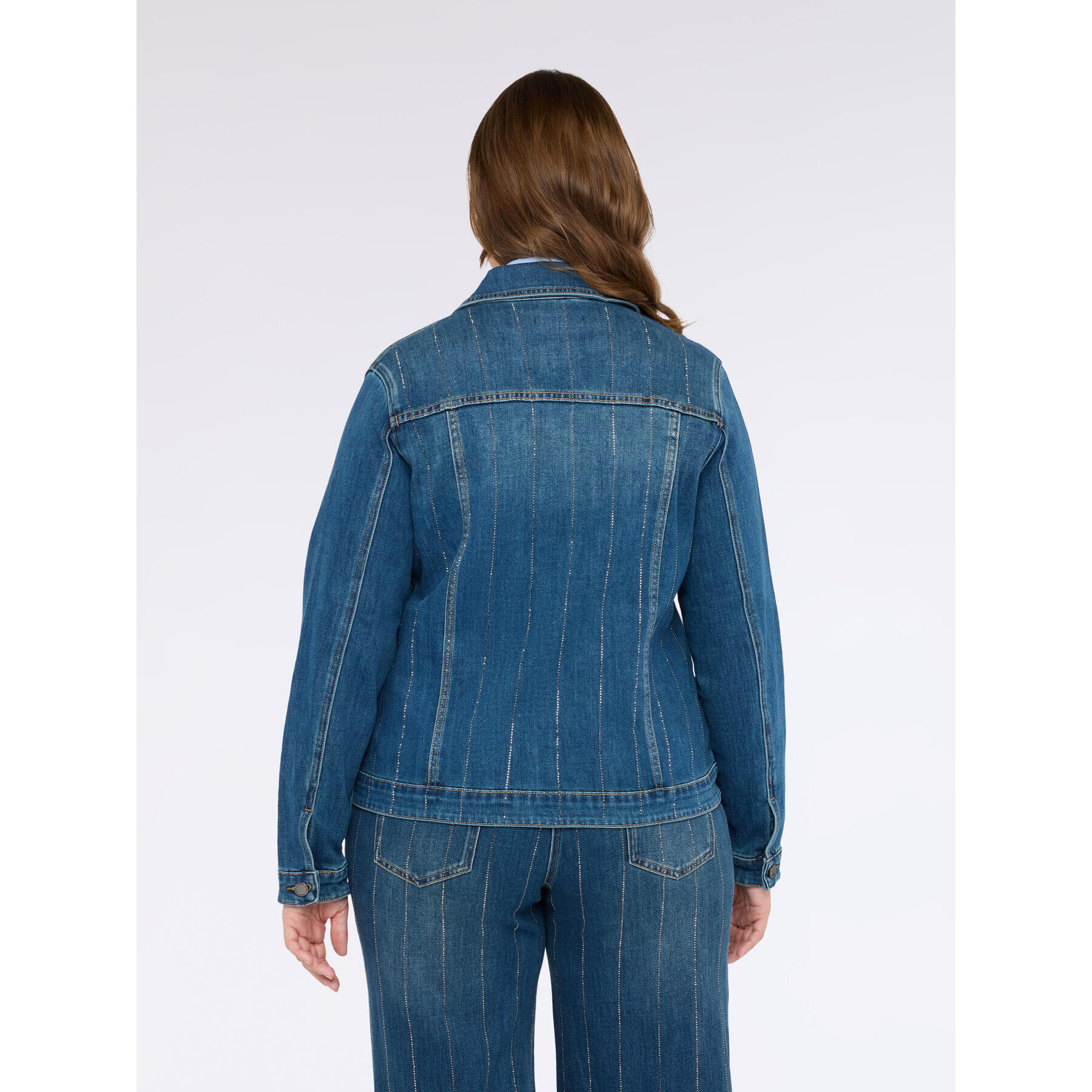 Fiorella Rubino - Chaqueta vaquera con rayas de estrás - Azul