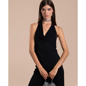 Blusa de mujer cuello halter con espada abierta