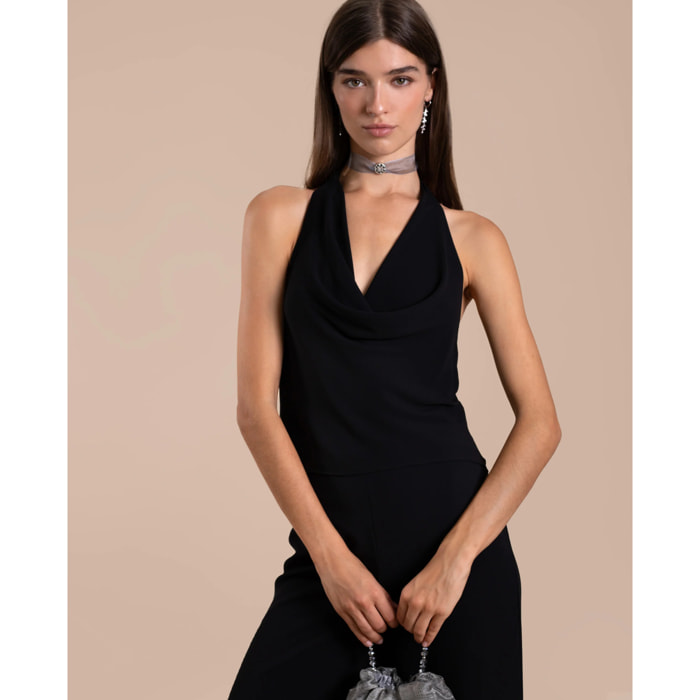 Blusa de mujer cuello halter con espada abierta
