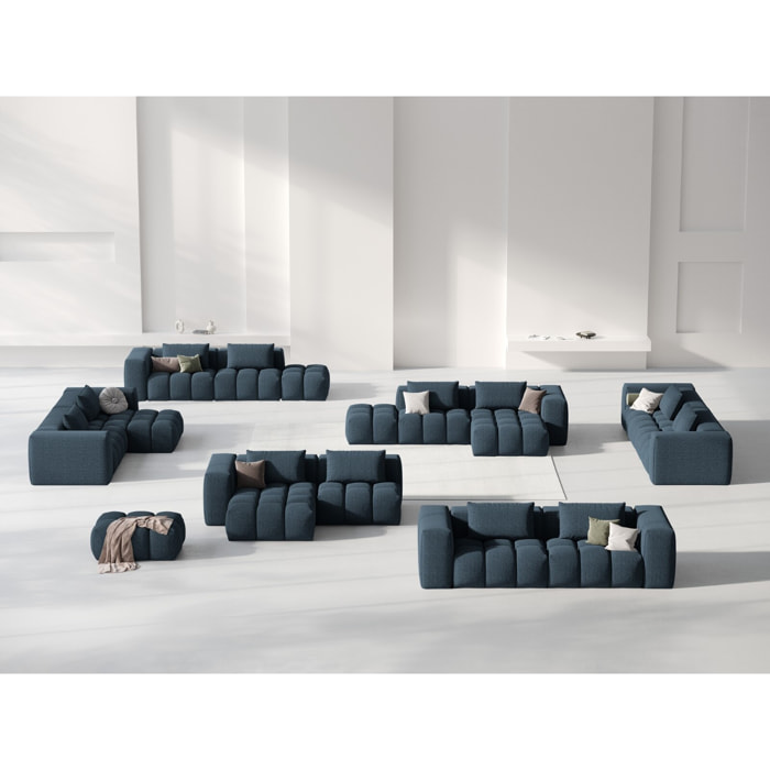 Canapé d'angle gauche modulable "Lorella" 3 places en tissu structurel bleu foncé