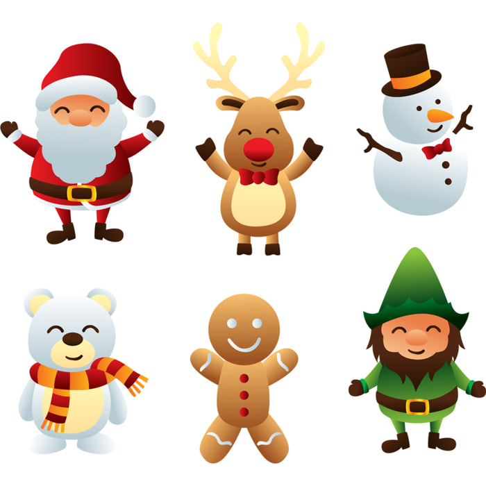 Sticker Noël les petits bonhommes de Noël - Autocollants stickers adhésifs noël - décoration fêtes