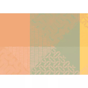 Set pur coton 205 g/m² motif jacquard rose jaune Mille empreintes pastel